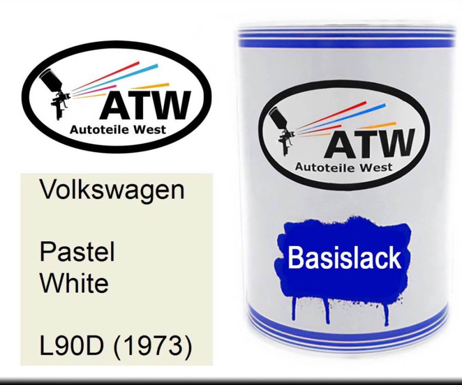 Volkswagen, Pastel White, L90D (1973): 500ml Lackdose, von ATW Autoteile West.